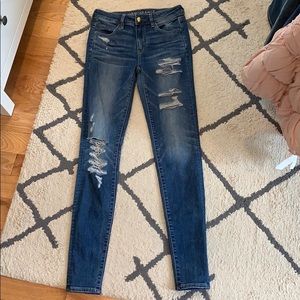 American Eagle x-long ripped skinny jeans size 4